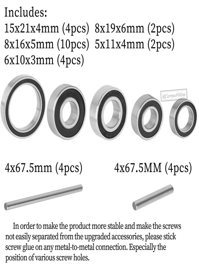 RcarmubWow RC Bearings Kit Upgrades Part for 1/7 Fireteam/Mojave 6S BLX,1/8 Typhon 6S BLX,Outcast 6S BLX,Kraton 6s BLX,Senton 6S BLX,Talion 6S BLX,Notorious 6S BLX,22pcs w/Bearing Tool,Black - Image 3